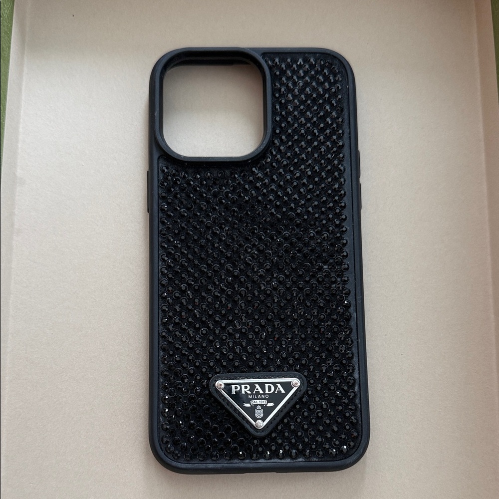 Prada Black Studded Cell Phone Case